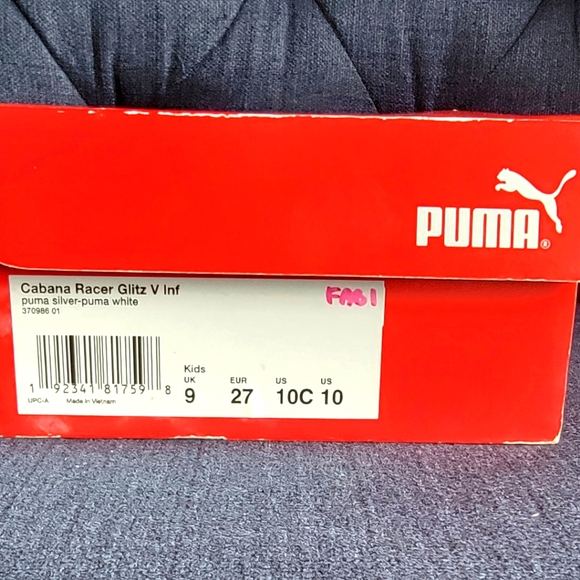 PUMA Cabana Racer Mesh V Girls Glitz Silver & White Sneaker Size 10 - Picture 5 of 5